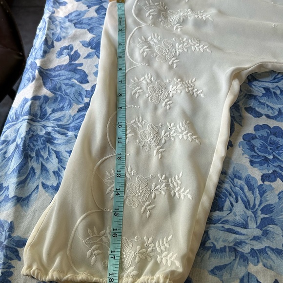 Vintage Cream Sheer Midi Dress with Floral Embroidery - Picture 5 of 6